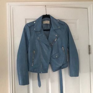 Zara Blue Leather Jacket